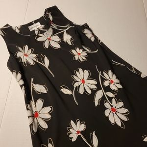 💚 Studio‎ I Black And White Floral Knee Length Dress Sz 10